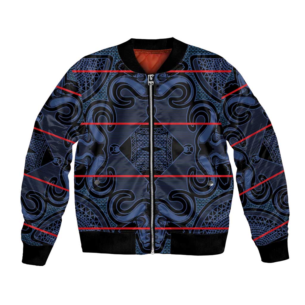 Lesotho Seanamarena - Motlatsi Bomber Jacket Basotho Traditional Blanket Style - Blue - Wonder Print Shop