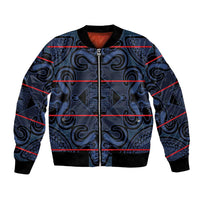 Lesotho Seanamarena - Motlatsi Bomber Jacket Basotho Traditional Blanket Style - Blue - Wonder Print Shop
