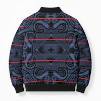 Lesotho Seanamarena - Motlatsi Bomber Puffer Jacket Basotho Traditional Blanket Style - Blue - Wonder Print Shop