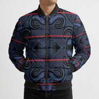 Lesotho Seanamarena - Motlatsi Bomber Puffer Jacket Basotho Traditional Blanket Style - Blue - Wonder Print Shop