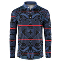 Lesotho Seanamarena - Motlatsi Button Sweatshirt Basotho Traditional Blanket Style - Blue - Wonder Print Shop
