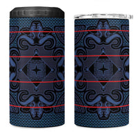 Lesotho Seanamarena - Motlatsi 4 in 1 Can Cooler Tumbler Basotho Traditional Blanket Style - Blue - Wonder Print Shop