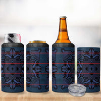 Lesotho Seanamarena - Motlatsi 4 in 1 Can Cooler Tumbler Basotho Traditional Blanket Style - Blue - Wonder Print Shop