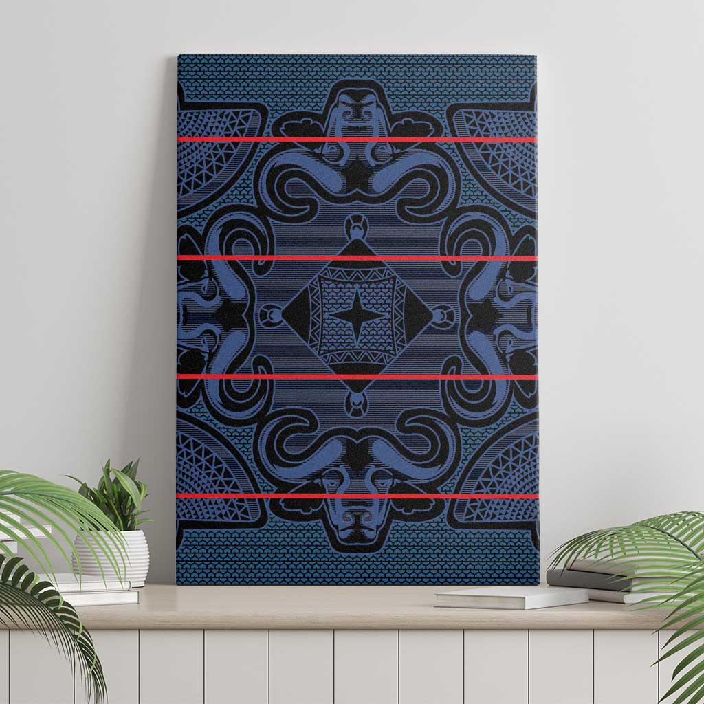 Lesotho Seanamarena - Motlatsi Canvas Wall Art Basotho Traditional Blanket Style - Blue - Wonder Print Shop