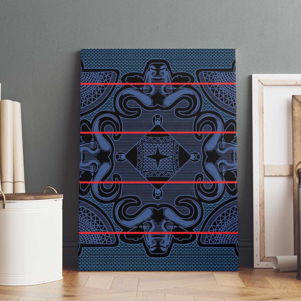 Lesotho Seanamarena - Motlatsi Canvas Wall Art Basotho Traditional Blanket Style - Blue - Wonder Print Shop
