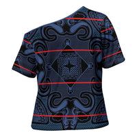 Lesotho Seanamarena - Motlatsi Cross Shoulder Shirt Basotho Traditional Blanket Style - Blue - Wonder Print Shop