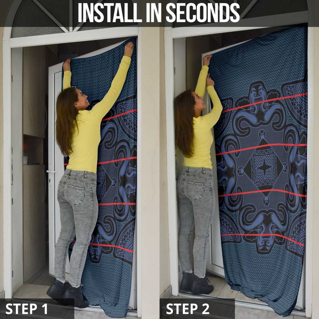 Lesotho Seanamarena - Motlatsi Door Cover Basotho Traditional Blanket Style - Blue - Wonder Print Shop