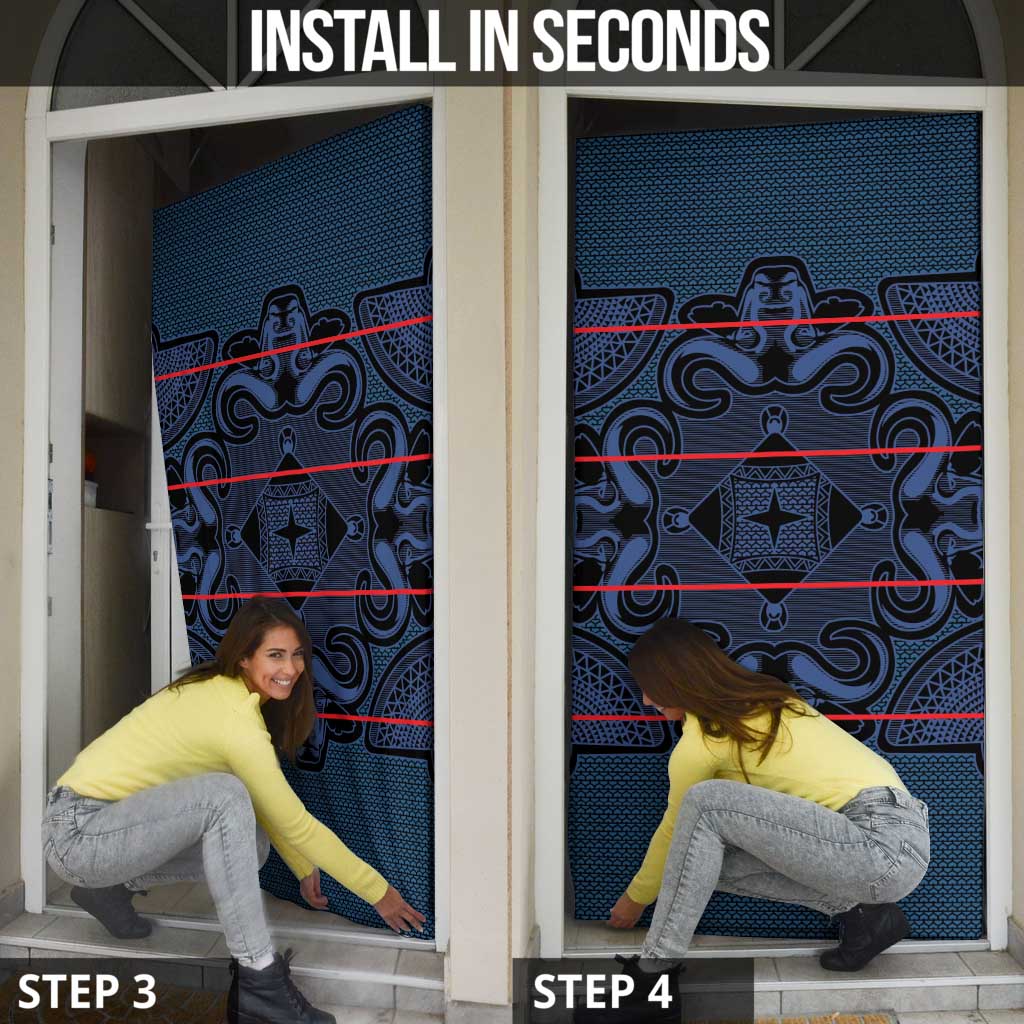 Lesotho Seanamarena - Motlatsi Door Cover Basotho Traditional Blanket Style - Blue - Wonder Print Shop