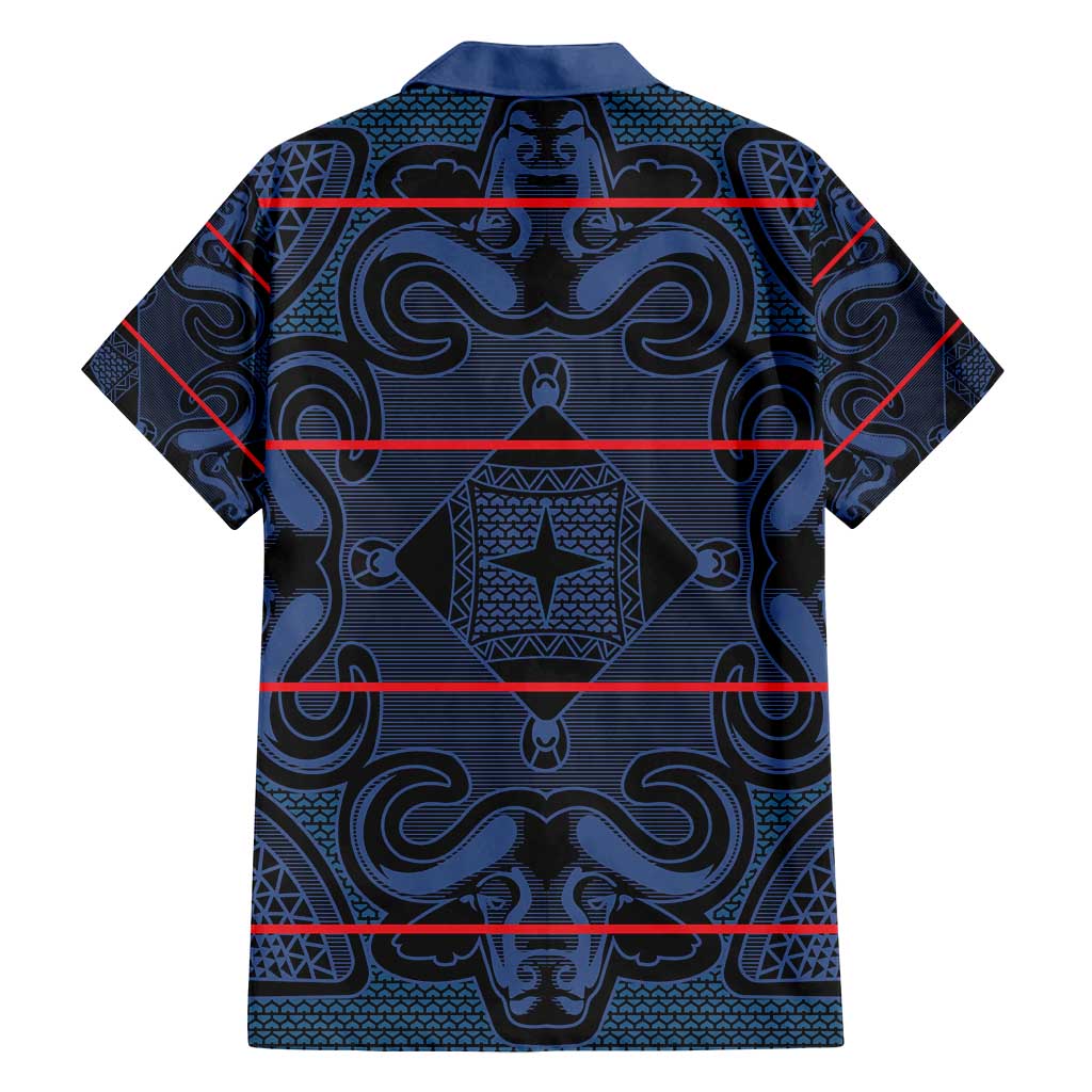 Lesotho Seanamarena - Motlatsi Family Matching Long Sleeve Bodycon Dress and Hawaiian Shirt Basotho Traditional Blanket Style - Blue - Wonder Print Shop