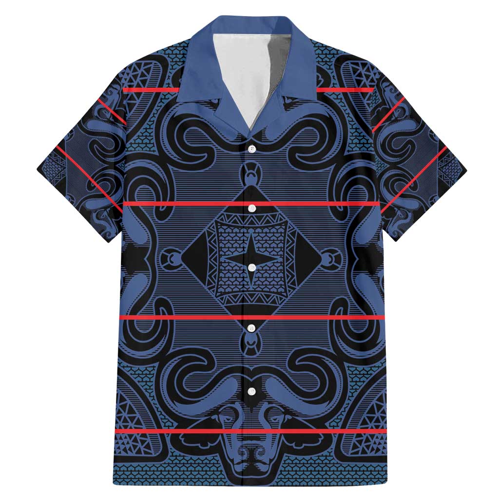 Lesotho Seanamarena - Motlatsi Family Matching Mermaid Dress and Hawaiian Shirt Basotho Traditional Blanket Style - Blue - Wonder Print Shop