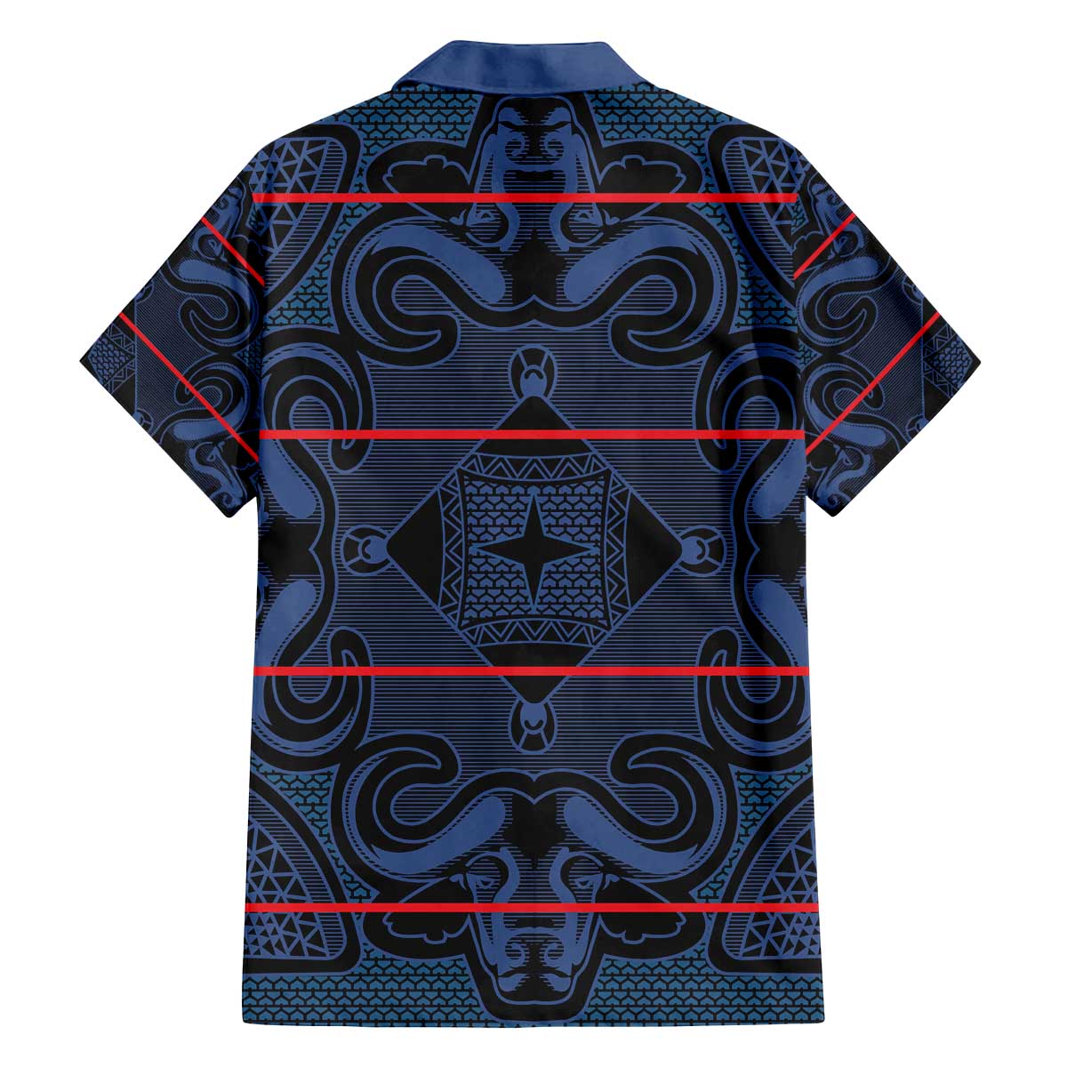 Lesotho Seanamarena - Motlatsi Family Matching Off The Shoulder Long Sleeve Dress and Hawaiian Shirt Basotho Traditional Blanket Style - Blue - Wonder Print Shop