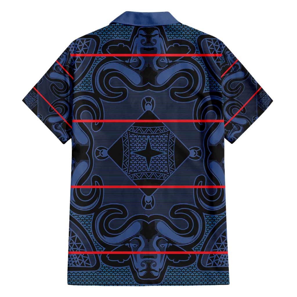 Lesotho Seanamarena - Motlatsi Family Matching Short Sleeve Bodycon Dress and Hawaiian Shirt Basotho Traditional Blanket Style - Blue - Wonder Print Shop