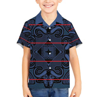 Lesotho Seanamarena - Motlatsi Family Matching Short Sleeve Bodycon Dress and Hawaiian Shirt Basotho Traditional Blanket Style - Blue - Wonder Print Shop