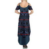 Lesotho Seanamarena - Motlatsi Family Matching Summer Maxi Dress and Hawaiian Shirt Basotho Traditional Blanket Style - Blue - Wonder Print Shop