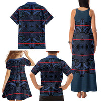 Lesotho Seanamarena - Motlatsi Family Matching Tank Maxi Dress and Hawaiian Shirt Basotho Traditional Blanket Style - Blue - Wonder Print Shop