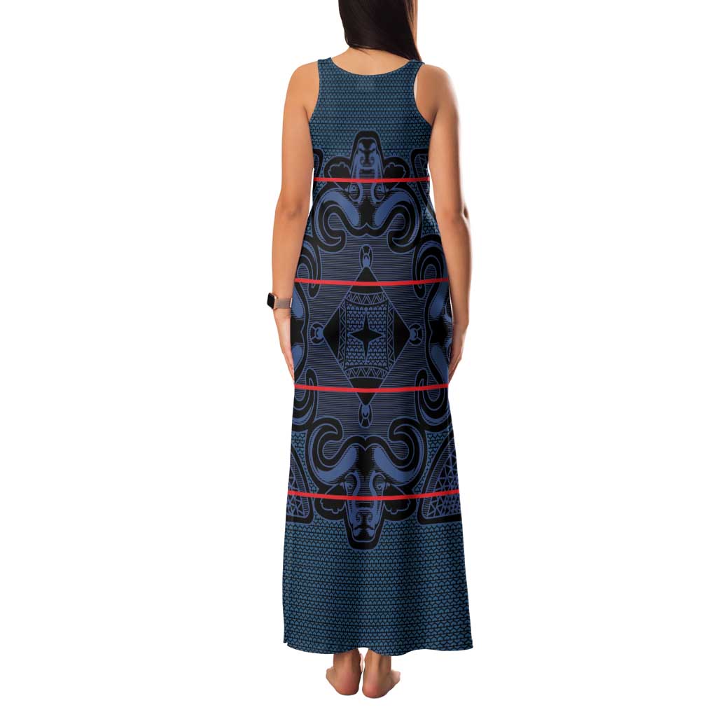 Lesotho Seanamarena - Motlatsi Family Matching Tank Maxi Dress and Hawaiian Shirt Basotho Traditional Blanket Style - Blue - Wonder Print Shop