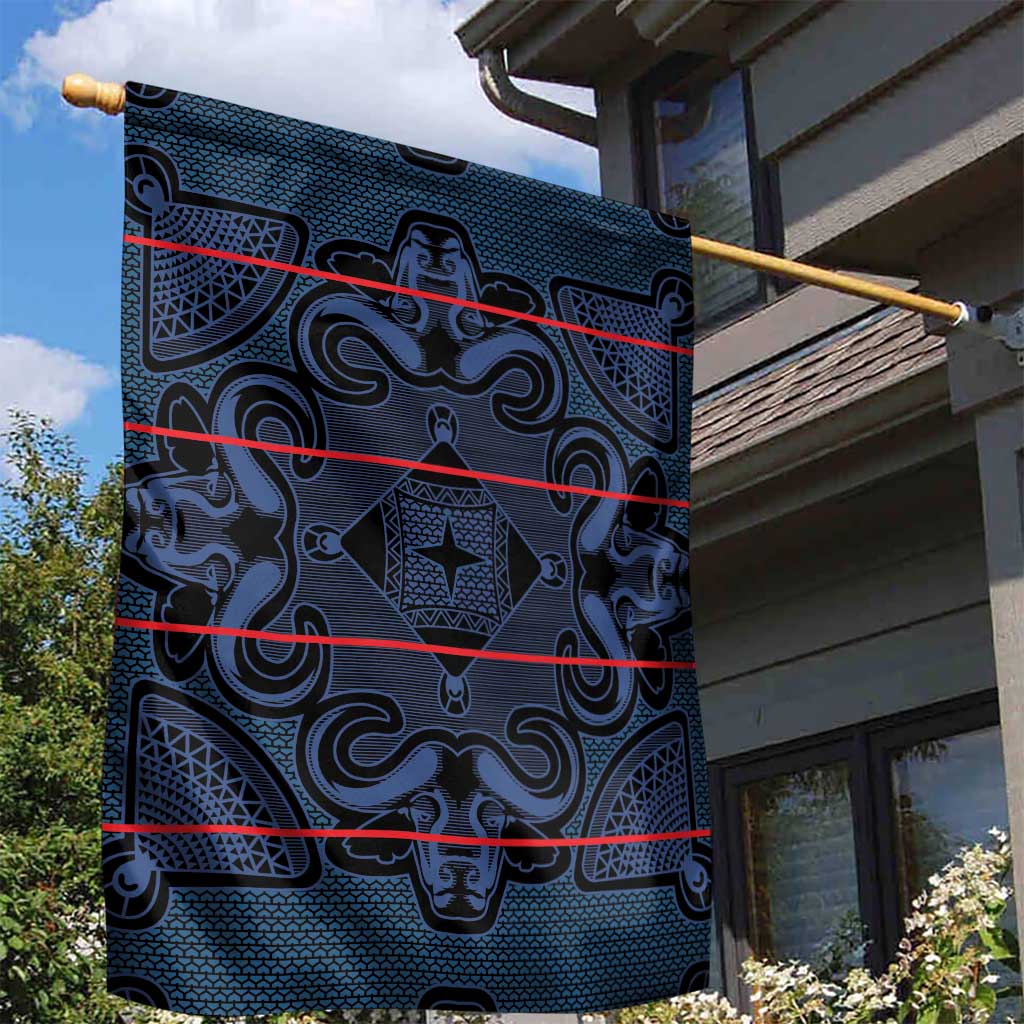 Lesotho Seanamarena - Motlatsi Garden Flag Basotho Traditional Blanket Style - Blue - Wonder Print Shop