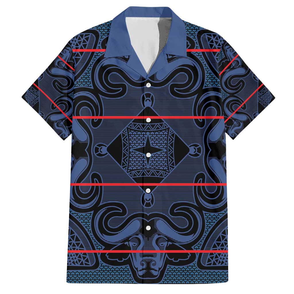 Lesotho Seanamarena - Motlatsi Hawaiian Shirt Basotho Traditional Blanket Style - Blue - Wonder Print Shop