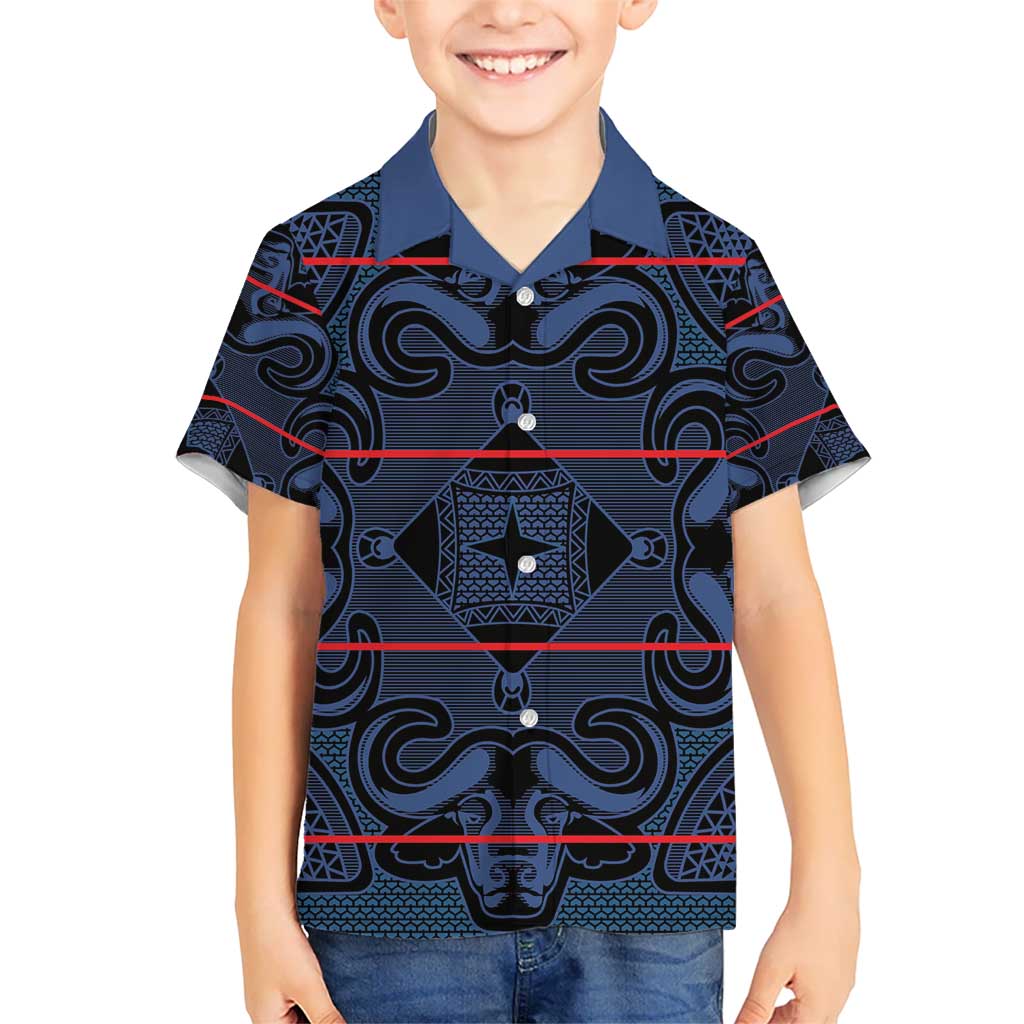 Lesotho Seanamarena - Motlatsi Hawaiian Shirt Basotho Traditional Blanket Style - Blue - Wonder Print Shop