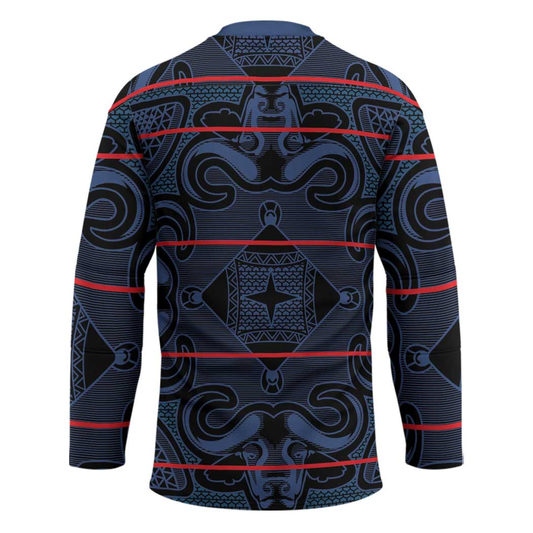 Lesotho Seanamarena - Motlatsi Hockey Jersey Basotho Traditional Blanket Style - Blue - Wonder Print Shop