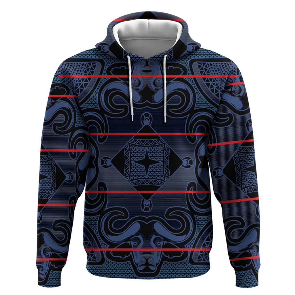 Lesotho Seanamarena - Motlatsi Hoodie Basotho Traditional Blanket Style - Blue - Wonder Print Shop