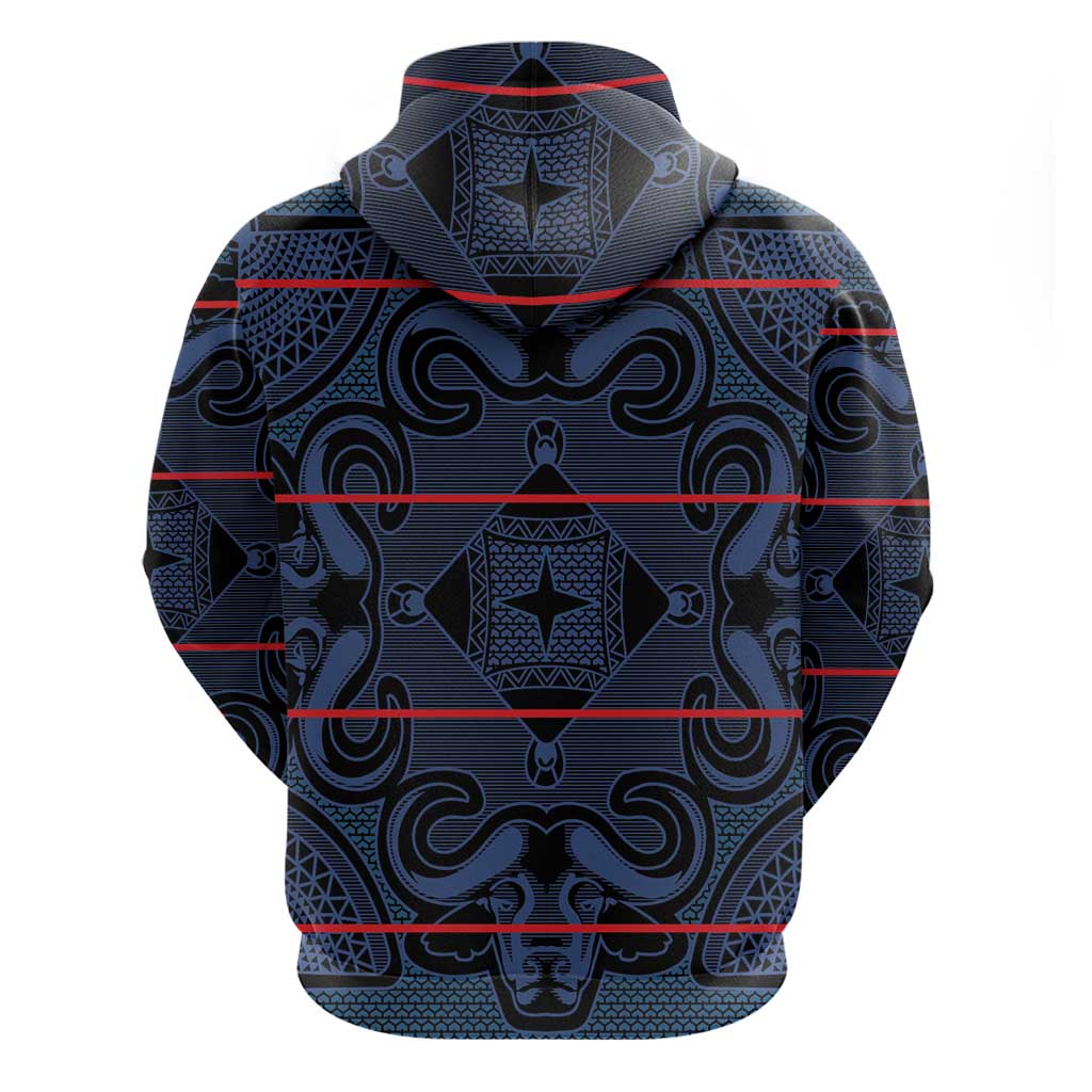 Lesotho Seanamarena - Motlatsi Hoodie Basotho Traditional Blanket Style - Blue - Wonder Print Shop