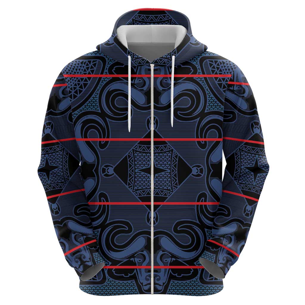 Lesotho Seanamarena - Motlatsi Hoodie Basotho Traditional Blanket Style - Blue - Wonder Print Shop