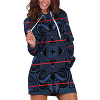 Lesotho Seanamarena - Motlatsi Hoodie Dress Basotho Traditional Blanket Style - Blue - Wonder Print Shop