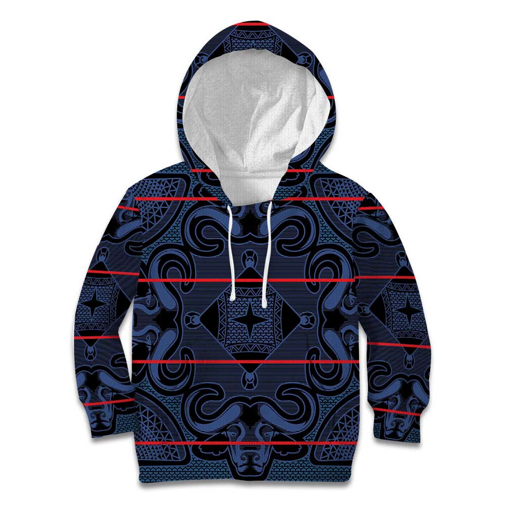 Lesotho Seanamarena - Motlatsi Kid Hoodie Basotho Traditional Blanket Style - Blue - Wonder Print Shop