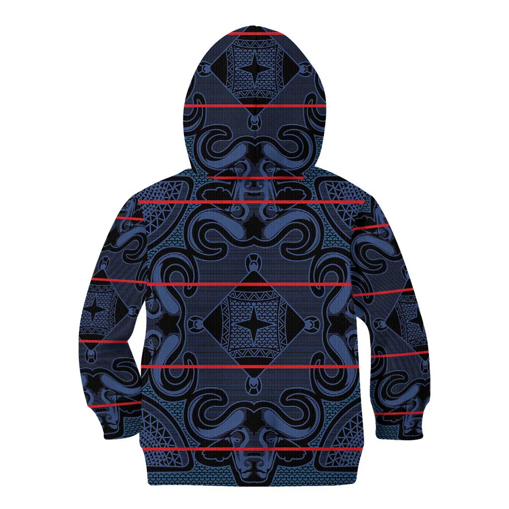 Lesotho Seanamarena - Motlatsi Kid Hoodie Basotho Traditional Blanket Style - Blue - Wonder Print Shop