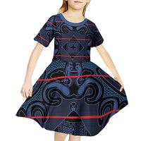 Lesotho Seanamarena - Motlatsi Kid Short Sleeve Dress Basotho Traditional Blanket Style - Blue - Wonder Print Shop