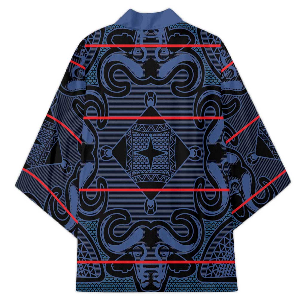 Lesotho Seanamarena - Motlatsi Kimono Basotho Traditional Blanket Style - Blue - Wonder Print Shop
