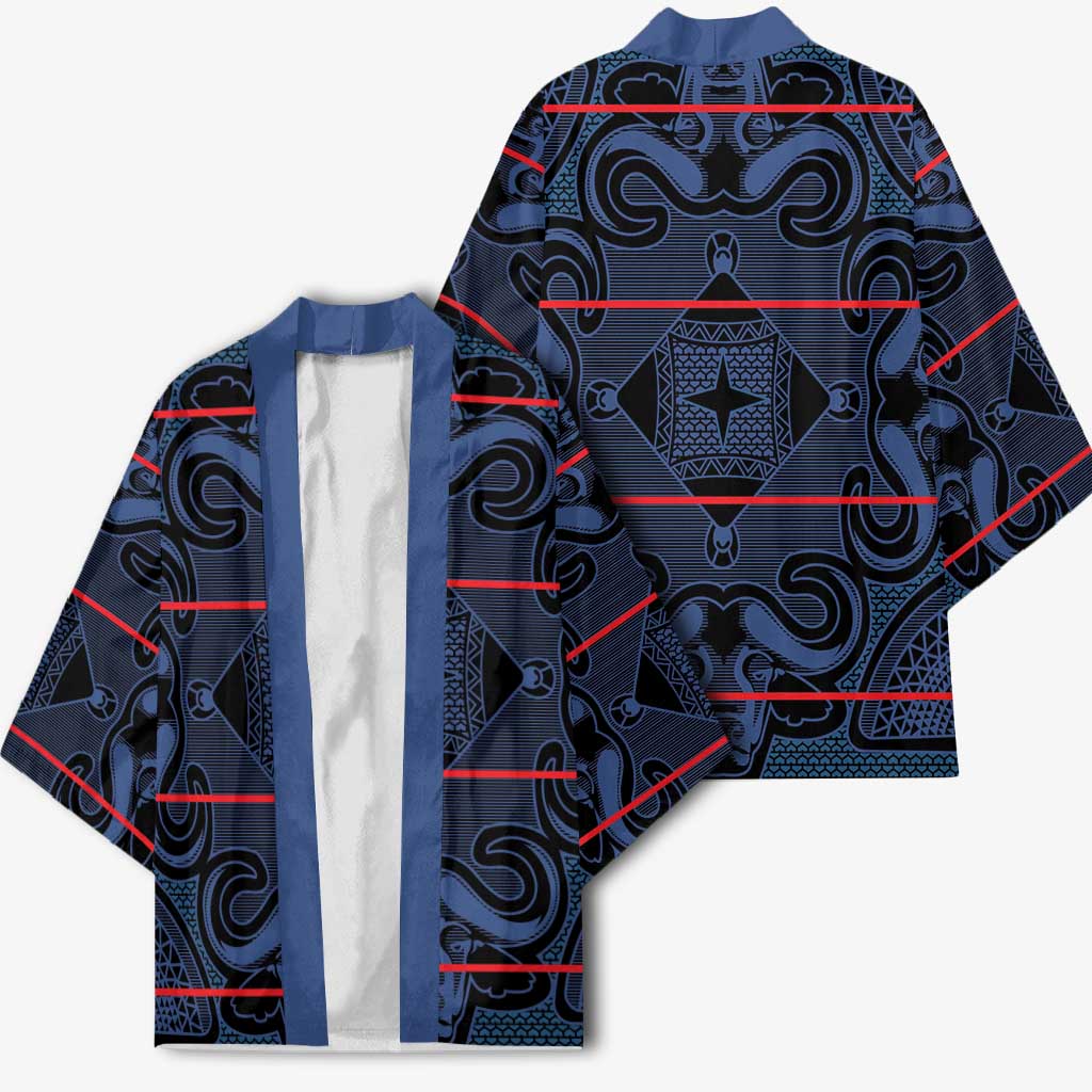 Lesotho Seanamarena - Motlatsi Kimono Basotho Traditional Blanket Style - Blue - Wonder Print Shop