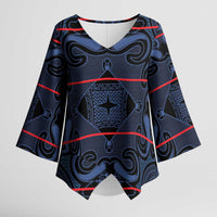 Lesotho Seanamarena - Motlatsi Kimono Sleeve Blouse Basotho Traditional Blanket Style - Blue - Wonder Print Shop