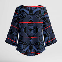 Lesotho Seanamarena - Motlatsi Kimono Sleeve Blouse Basotho Traditional Blanket Style - Blue - Wonder Print Shop