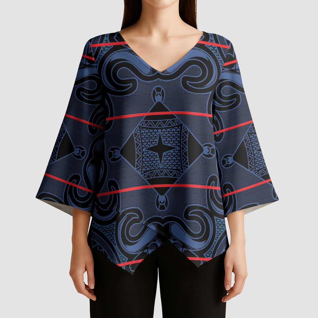 Lesotho Seanamarena - Motlatsi Kimono Sleeve Blouse Basotho Traditional Blanket Style - Blue - Wonder Print Shop