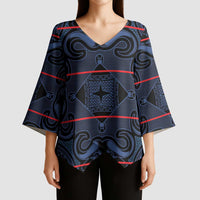 Lesotho Seanamarena - Motlatsi Kimono Sleeve Blouse Basotho Traditional Blanket Style - Blue - Wonder Print Shop