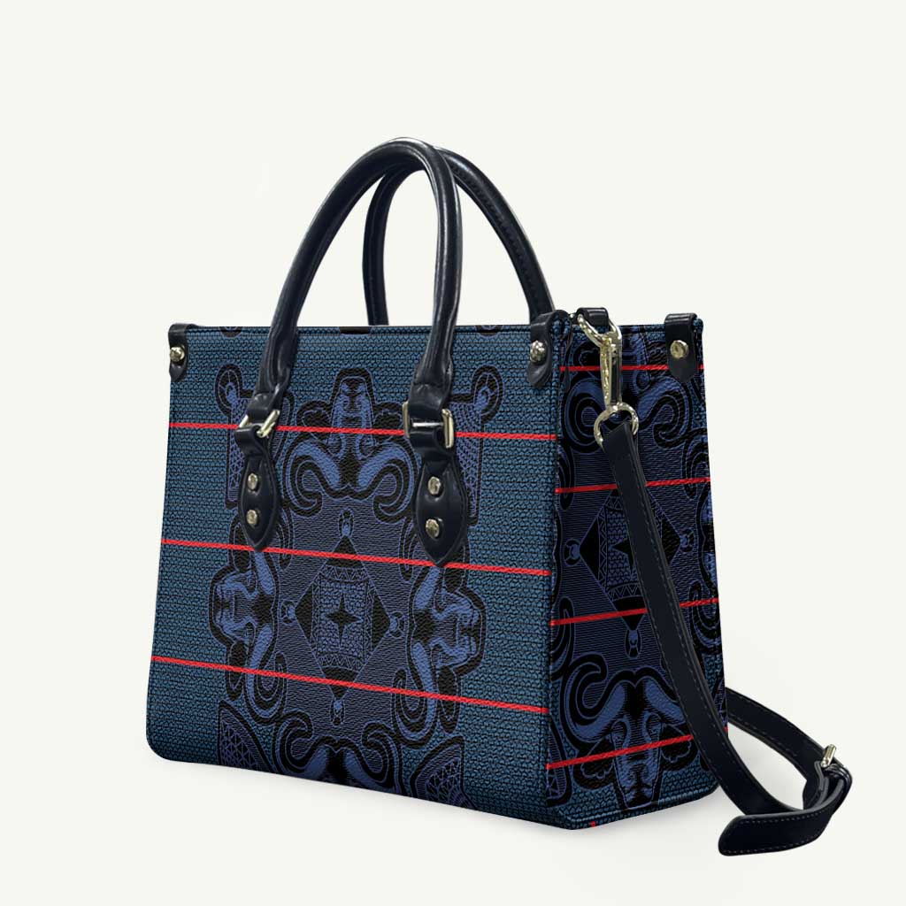 Lesotho Seanamarena - Motlatsi Leather Bag Basotho Traditional Blanket Style - Blue - Wonder Print Shop