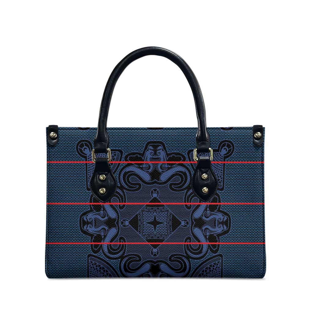 Lesotho Seanamarena - Motlatsi Leather Bag Basotho Traditional Blanket Style - Blue - Wonder Print Shop