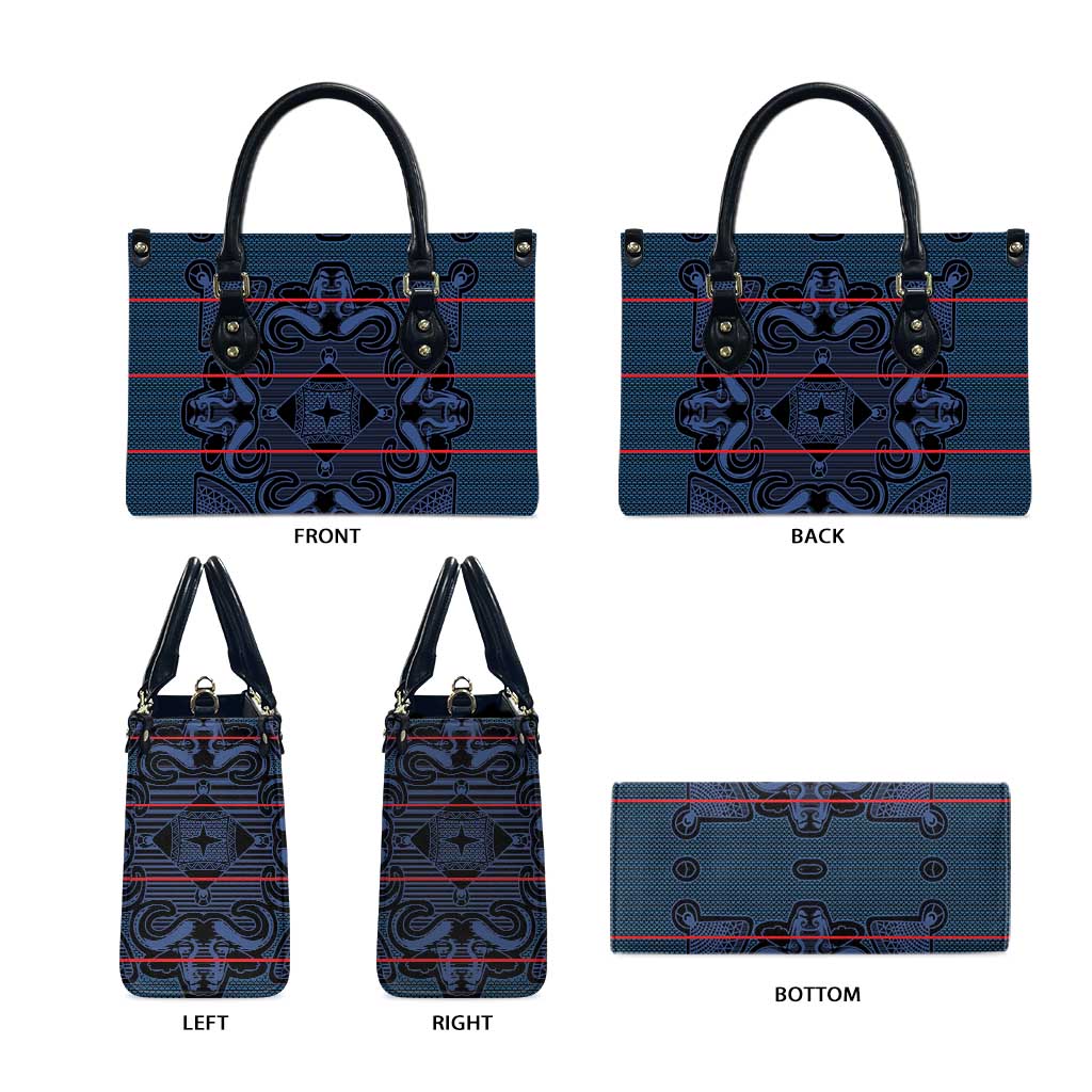 Lesotho Seanamarena - Motlatsi Leather Bag Basotho Traditional Blanket Style - Blue - Wonder Print Shop