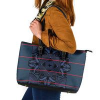 Lesotho Seanamarena - Motlatsi Leather Tote Bag Basotho Traditional Blanket Style - Blue - Wonder Print Shop