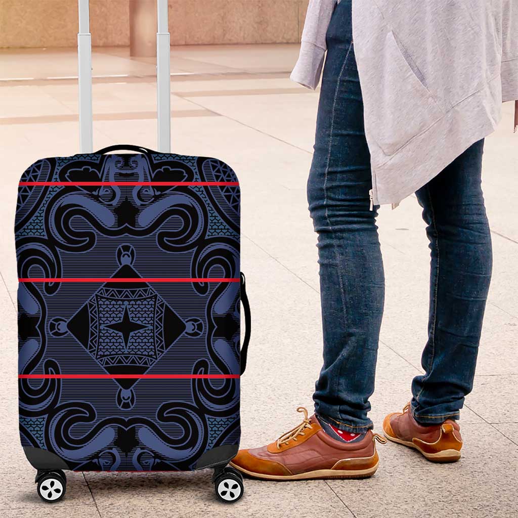 Lesotho Seanamarena - Motlatsi Luggage Cover Basotho Traditional Blanket Style - Blue - Wonder Print Shop