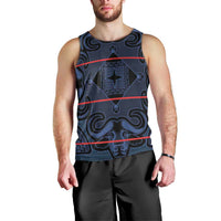 Lesotho Seanamarena - Motlatsi Men Tank Top Basotho Traditional Blanket Style - Blue - Wonder Print Shop