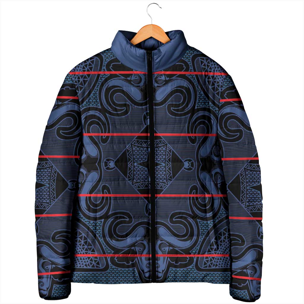 Lesotho Seanamarena - Motlatsi Padded Jacket Basotho Traditional Blanket Style - Blue - Wonder Print Shop