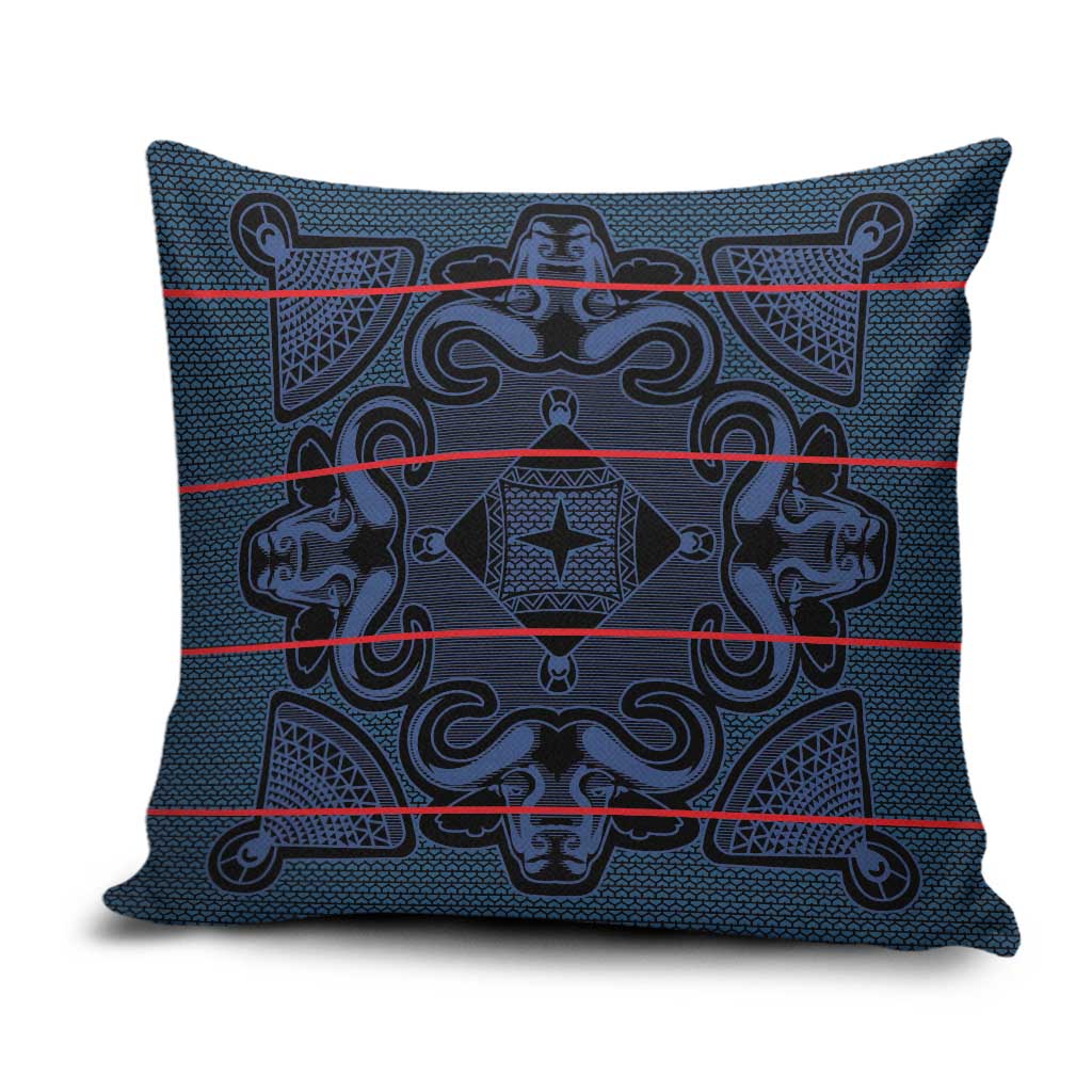 Lesotho Seanamarena - Motlatsi Pillow Cover Basotho Traditional Blanket Style - Blue - Wonder Print Shop