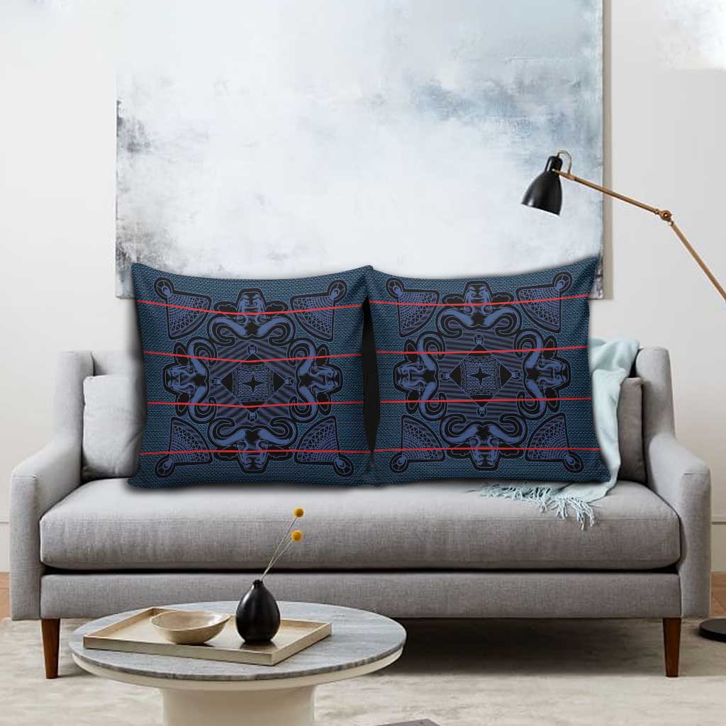 Lesotho Seanamarena - Motlatsi Pillow Cover Basotho Traditional Blanket Style - Blue - Wonder Print Shop