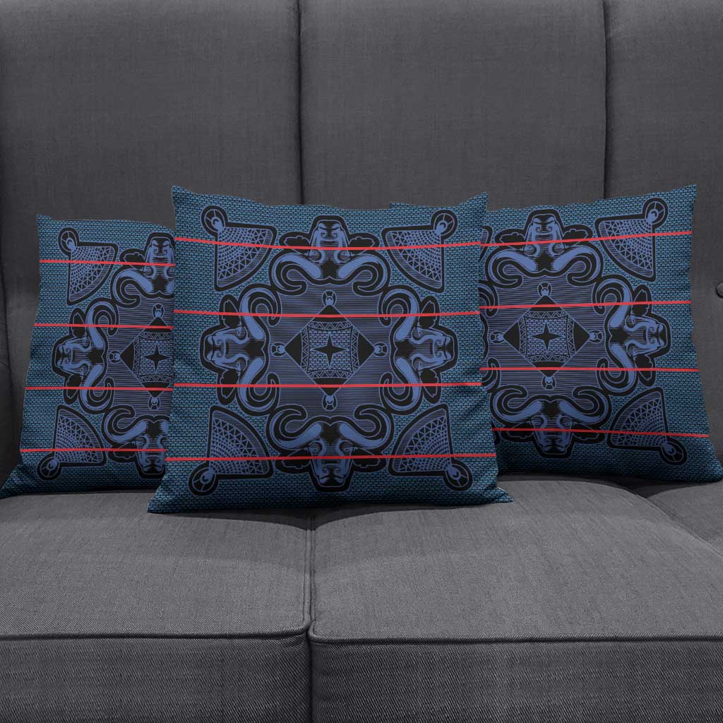 Lesotho Seanamarena - Motlatsi Pillow Cover Basotho Traditional Blanket Style - Blue - Wonder Print Shop