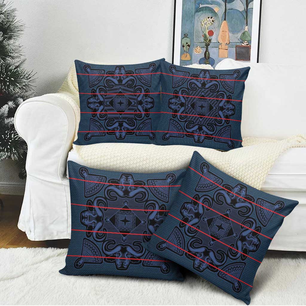 Lesotho Seanamarena - Motlatsi Pillow Cover Basotho Traditional Blanket Style - Blue - Wonder Print Shop