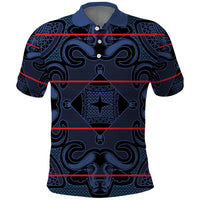 Lesotho Seanamarena - Motlatsi Polo Shirt Basotho Traditional Blanket Style - Blue - Wonder Print Shop