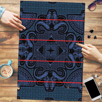 Lesotho Seanamarena - Motlatsi Puzzle Basotho Traditional Blanket Style - Blue - Wonder Print Shop